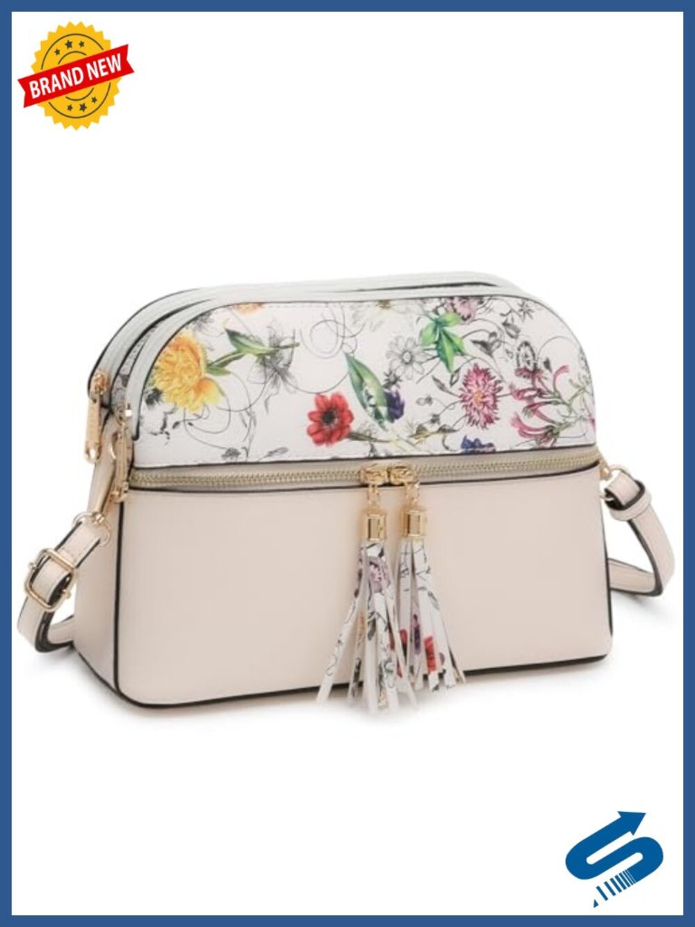 Vegan Leather Crossbody Bag with Tassel Zipper Pocket